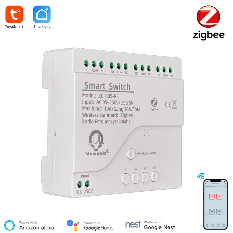 Tuya 4 Channel - Tuya akıllı Zigbee 220V anahtarı 4