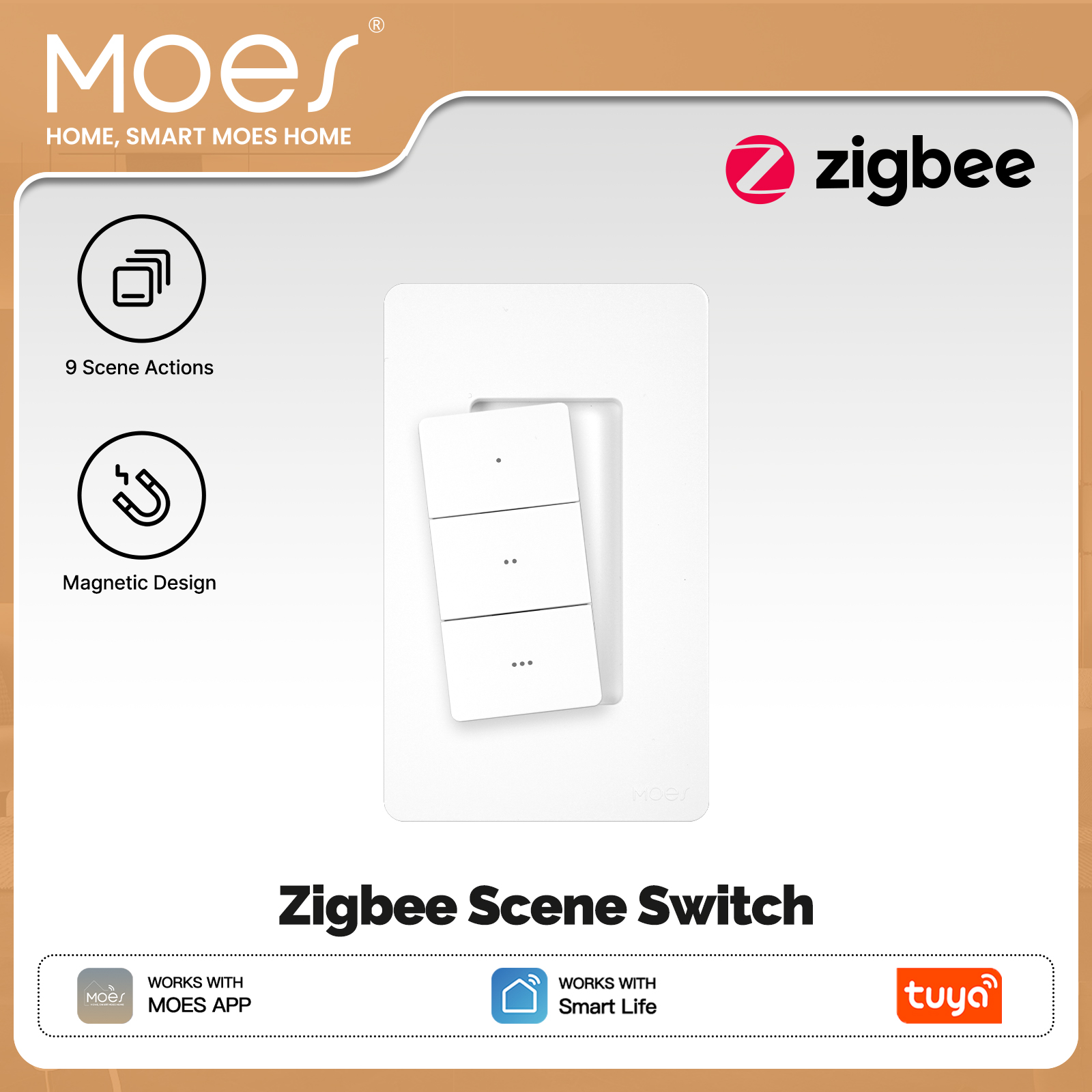 Smart Relay Tuya - MOES Tuya Zigbee Akıllı Kablosuz Sahne
