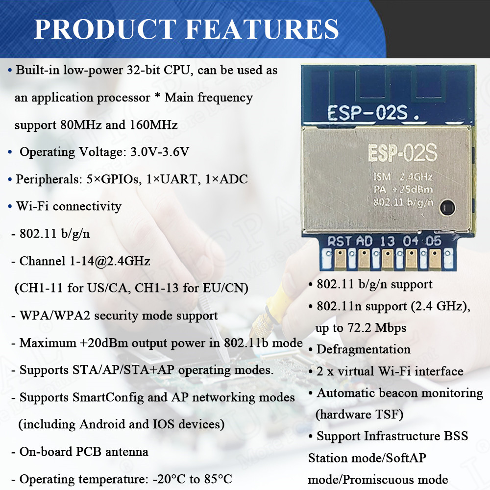 ESP-02S Seri Kablosuz 2.4G Wif - Smart Home Module Iot incelemesi ve fiyatı